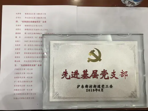 招标代理党支部获沪东新村街道“先进基层党支部”称号